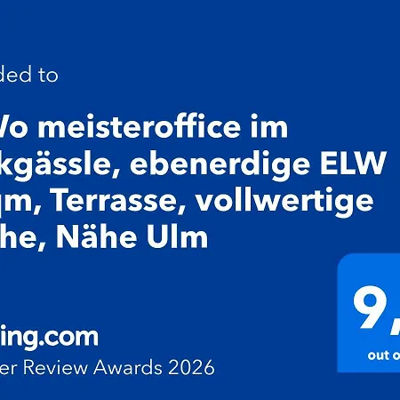 Διαμέρισμα Meisteroffice Im Sackgaessle, Ebenerdige Elw 50qm, Terrasse, Vollwertige Kueche, Naehe Ulm Dornstadt